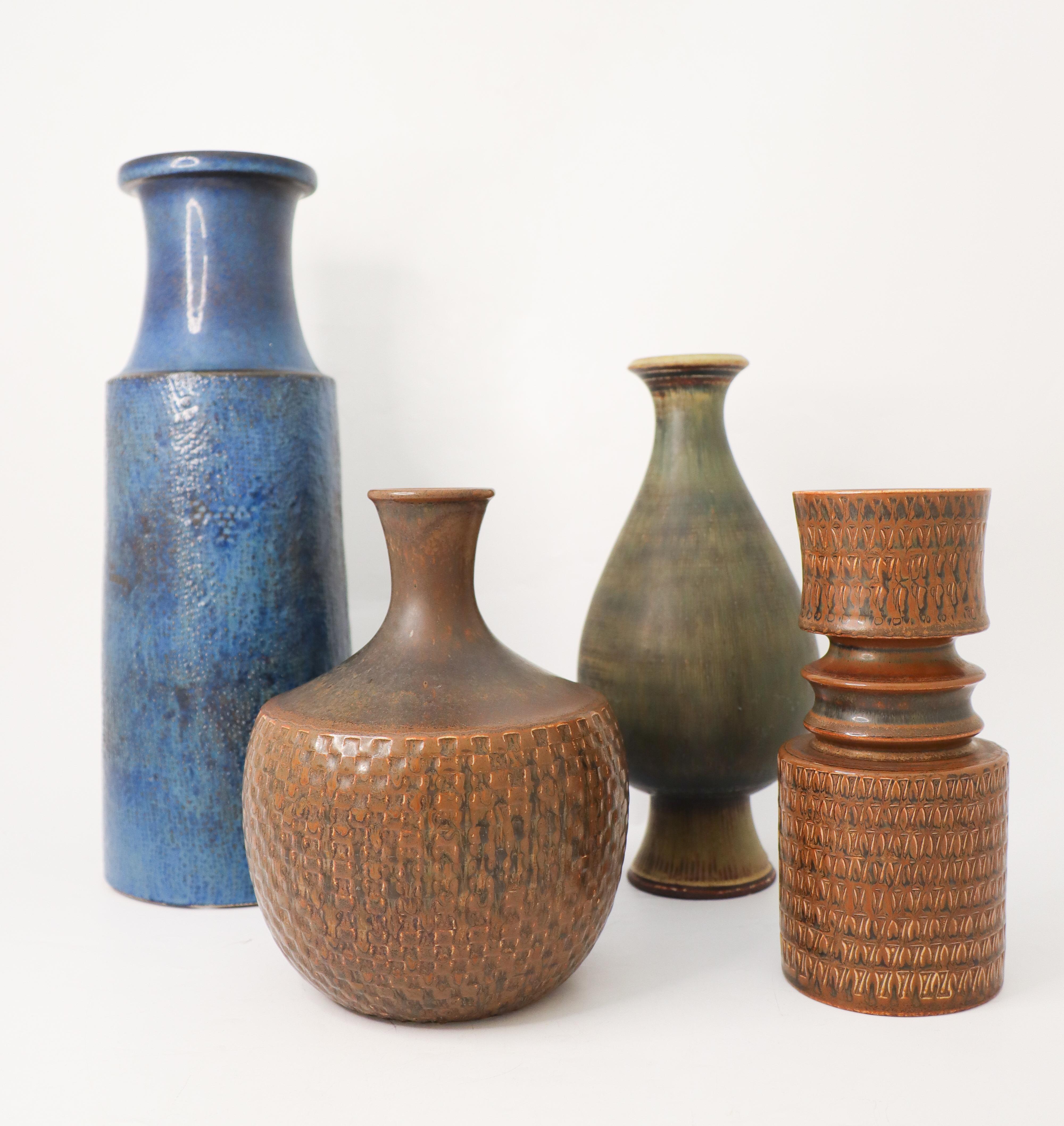Large Blue Vase Stoneware, Stig Lindberg, Gustavsbergs Studio, Vintage, 1964 5