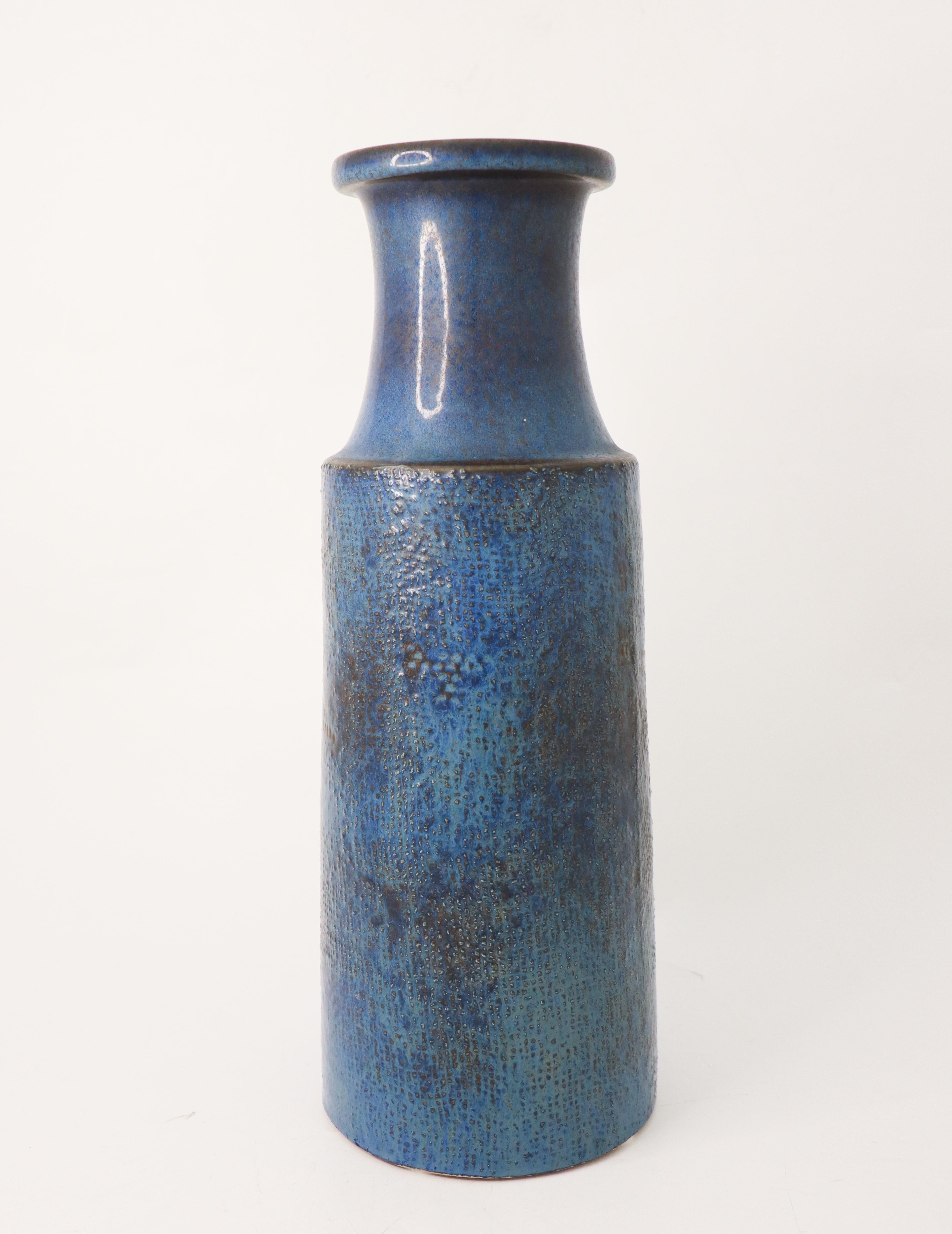 Scandinavian Modern Large Blue Vase Stoneware, Stig Lindberg, Gustavsbergs Studio, Vintage, 1964