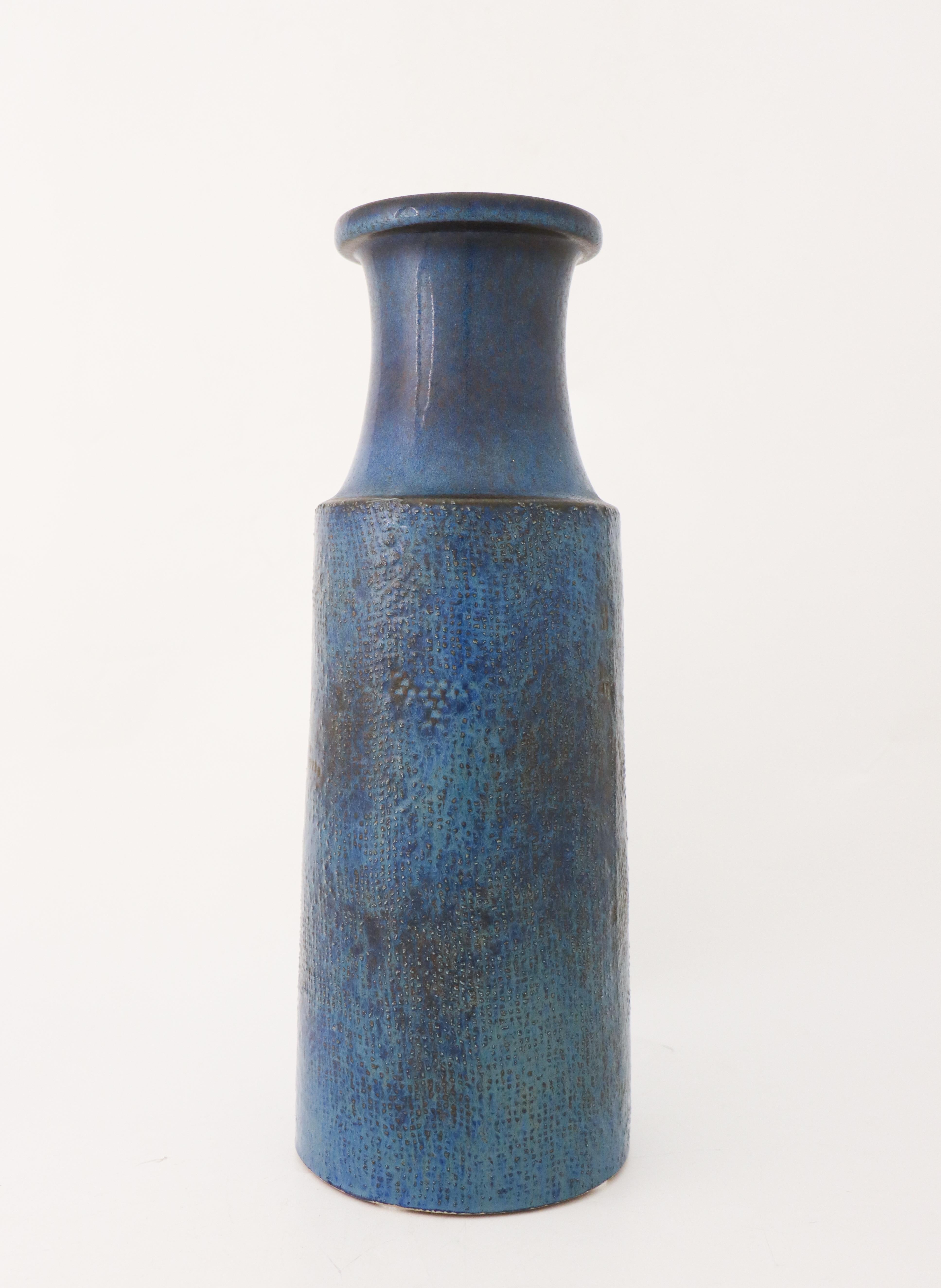 Swedish Large Blue Vase Stoneware, Stig Lindberg, Gustavsbergs Studio, Vintage, 1964