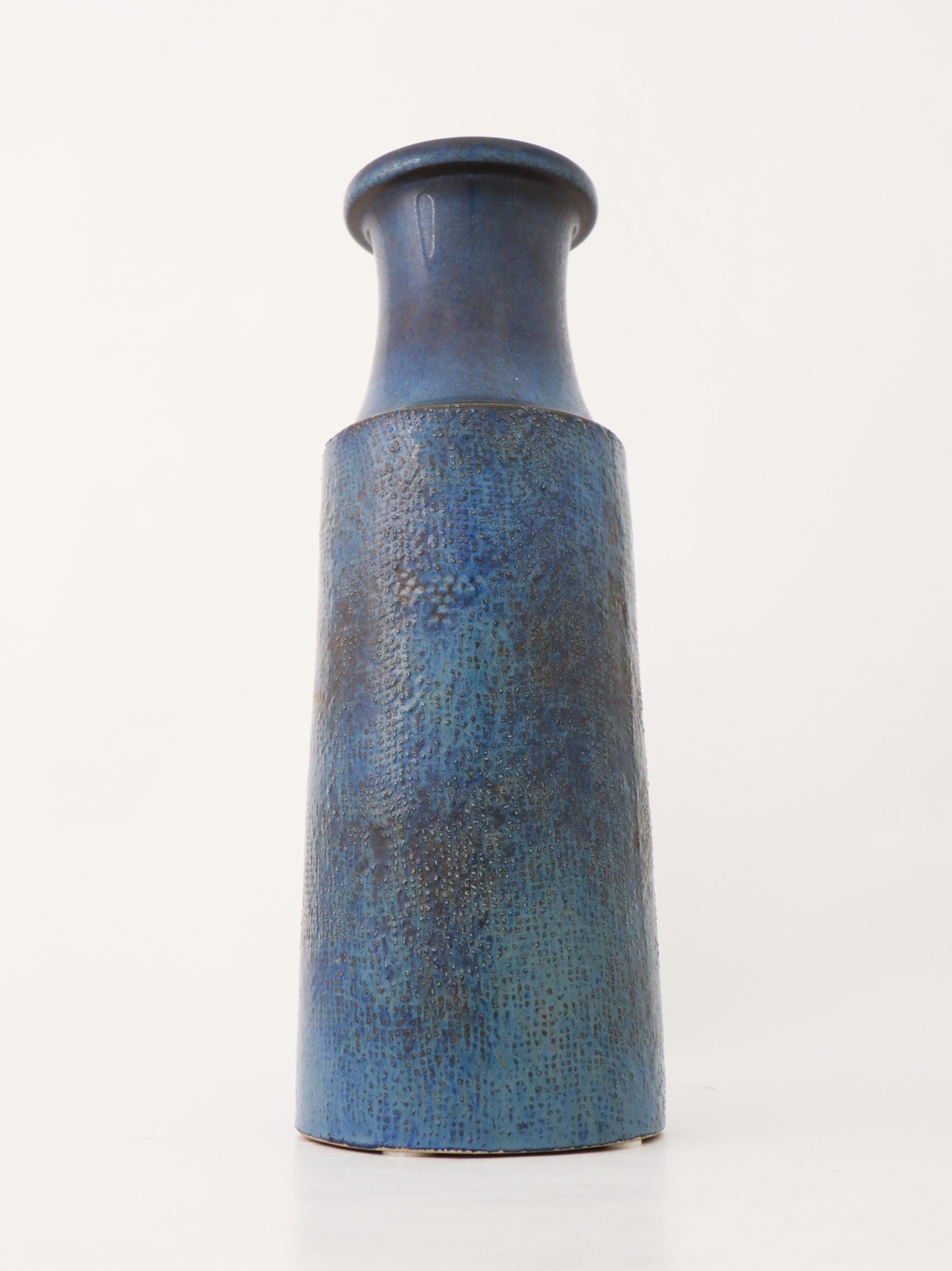 Large Blue Vase Stoneware, Stig Lindberg, Gustavsbergs Studio, Vintage, 1964 In Excellent Condition In Stockholm, SE