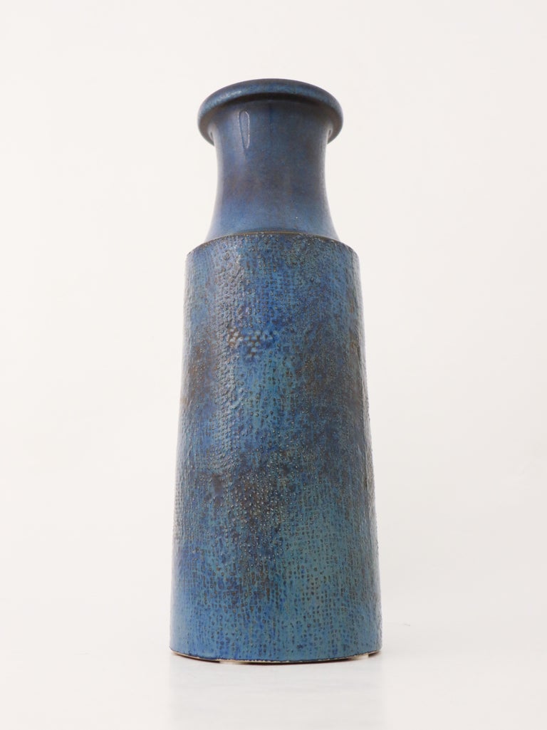 Large Blue Vase Stoneware, Stig Lindberg, Gustavsbergs Studio, Vintage
