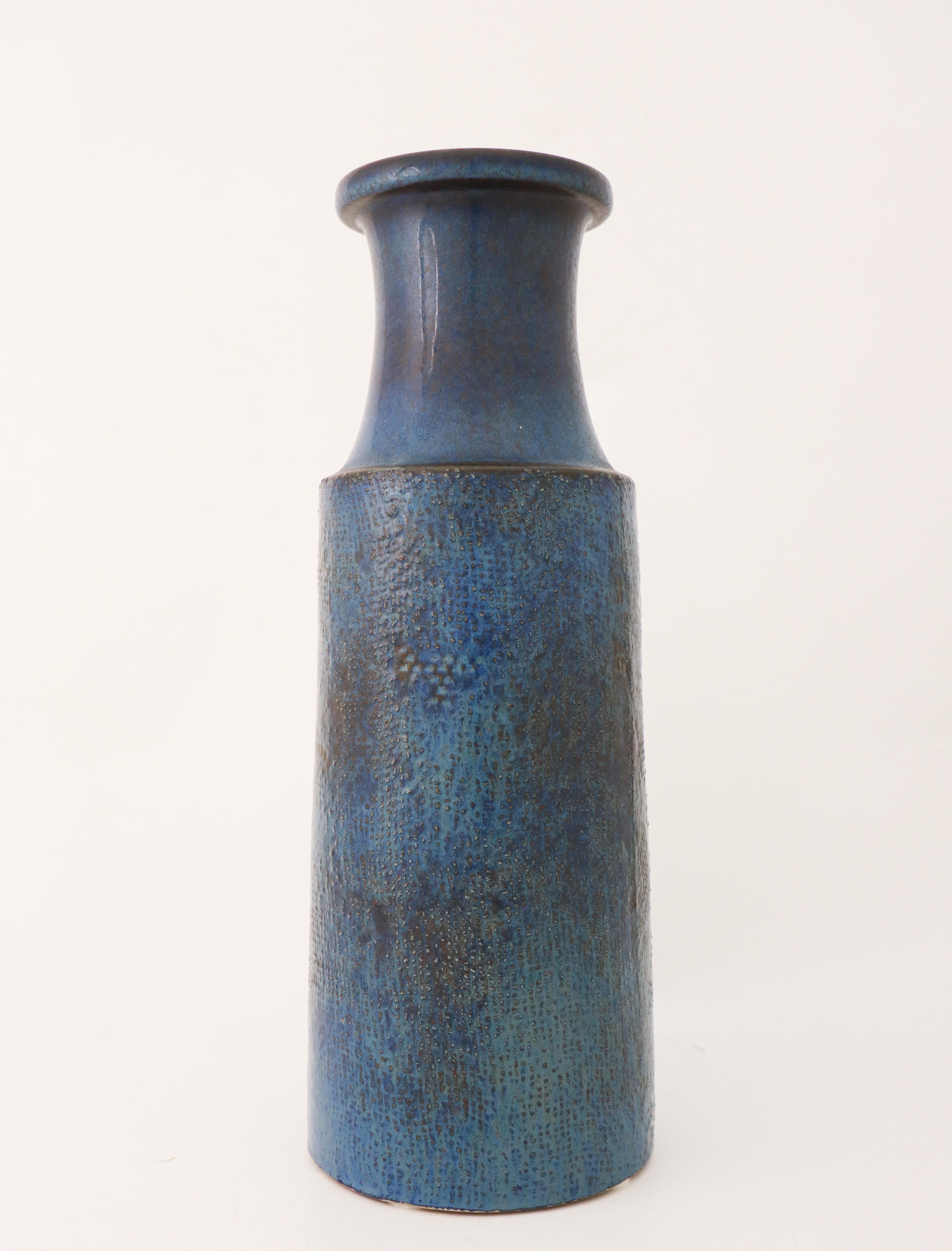 Großes blaues Vasenbesteck aus Steingut, Stig Lindberg, Gustavsbergs Studio, Vintage 1964 (19. Jahrhundert)