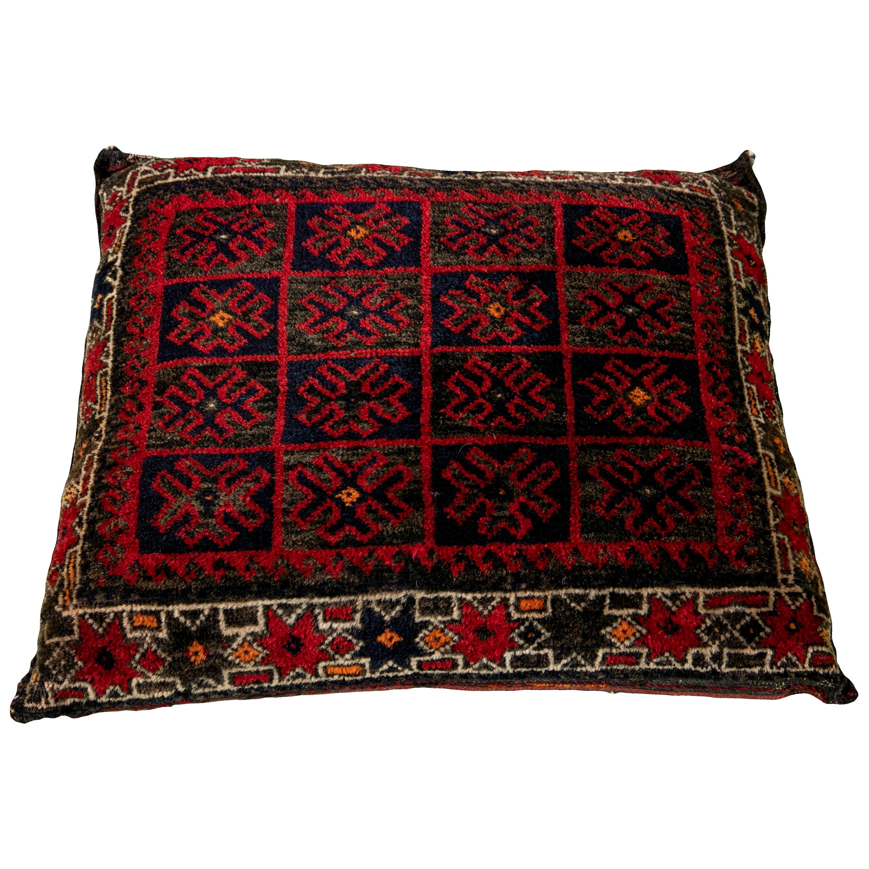 Large Blue Vintage Persian Tribal Pillow For Sale