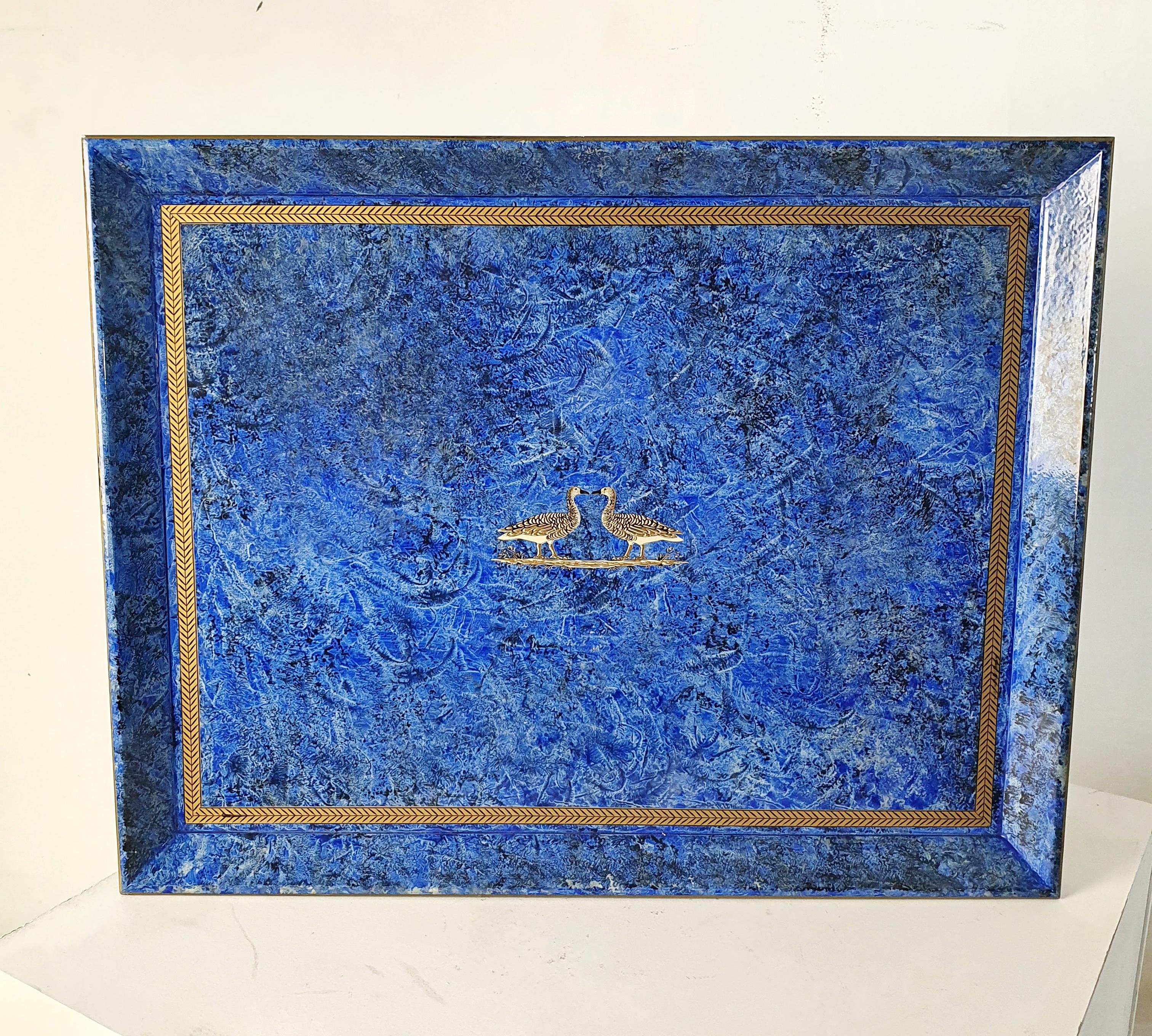Large Blue Vintage Serving Tray, Italy In Good Condition In Albano Laziale, Rome/Lazio