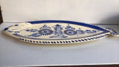 Large Blue and White Faience Fish Platter Quimper, circa 1930