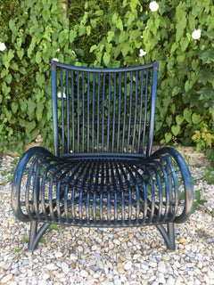 Large Blue Wicker Chair