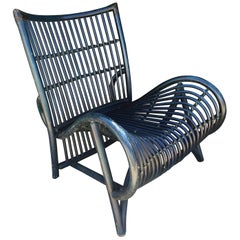 Large Blue Wicker Chair