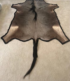 Large Blue Wildebeest Antelope Carpet / Rug from Kenya, British Colonial Era