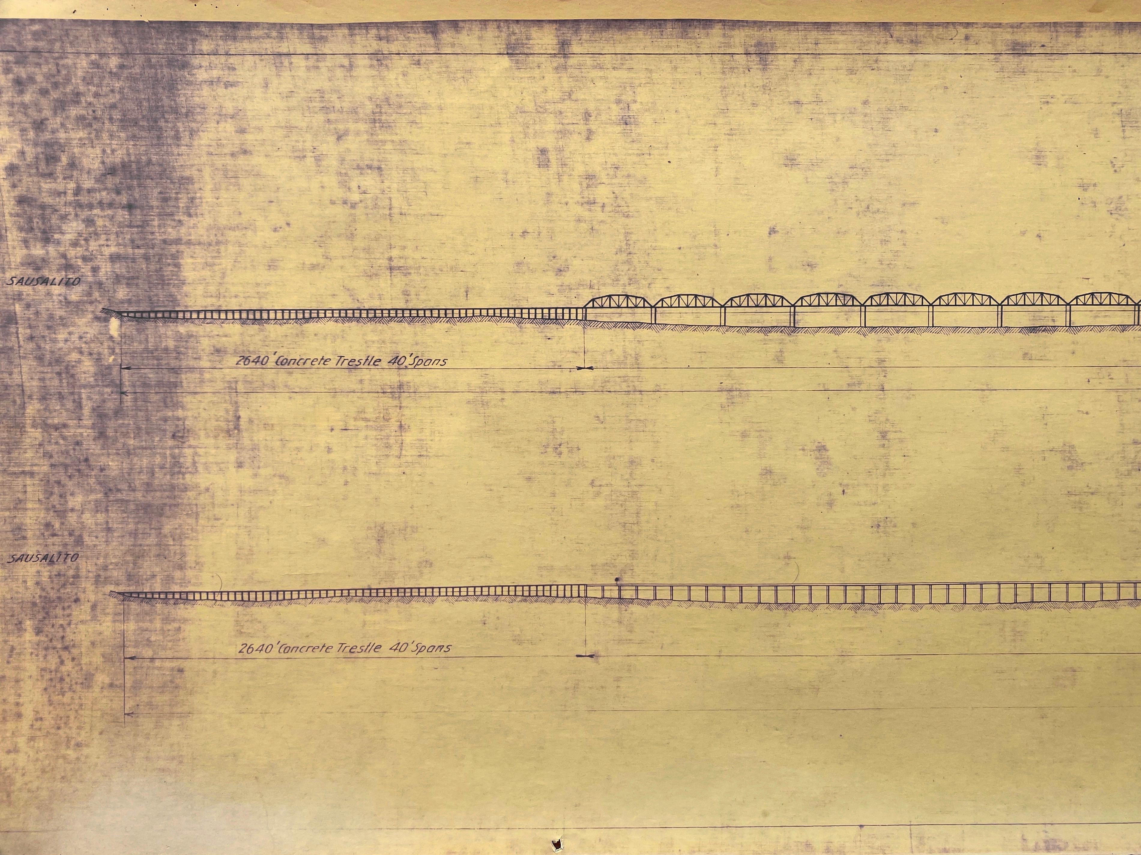 XL Blueprint Copy of “Proposed Golden Gate Bridge Crossing of San Francisco” For Sale 1