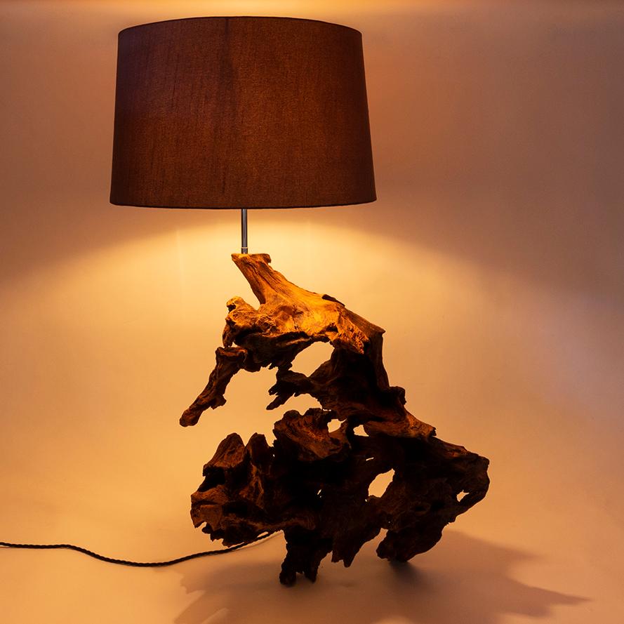 Large Bog Oak Side Lamp In Excellent Condition In Berkhamsted, GB