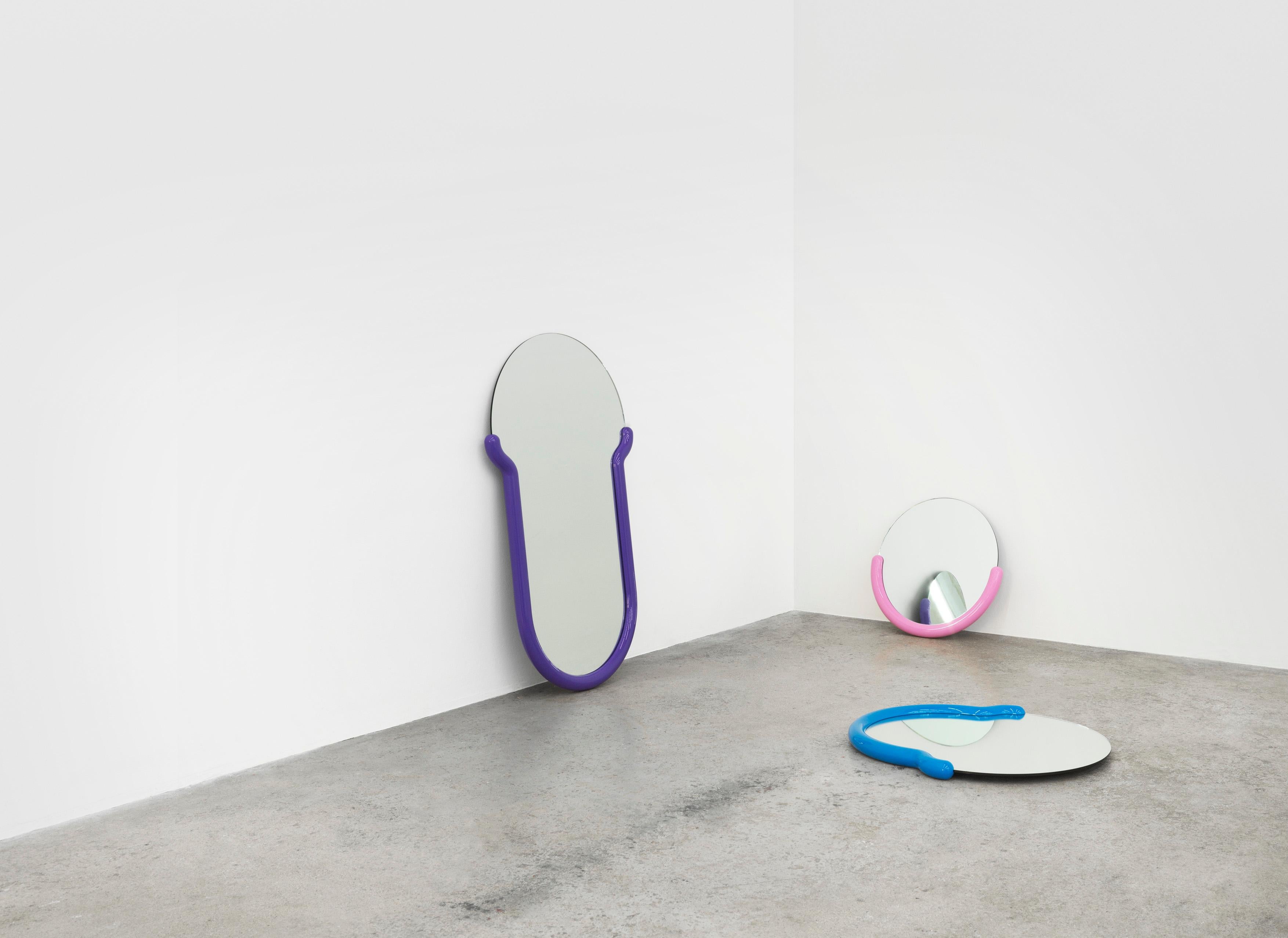 Loud Minimalist expressions and electric colors fuse in Greg Bogin’s abstract mirrors for the Normann X Brask Art Collection, creating objects that straddle the boundary between painting and functional object. His raison d’être is to contribute to