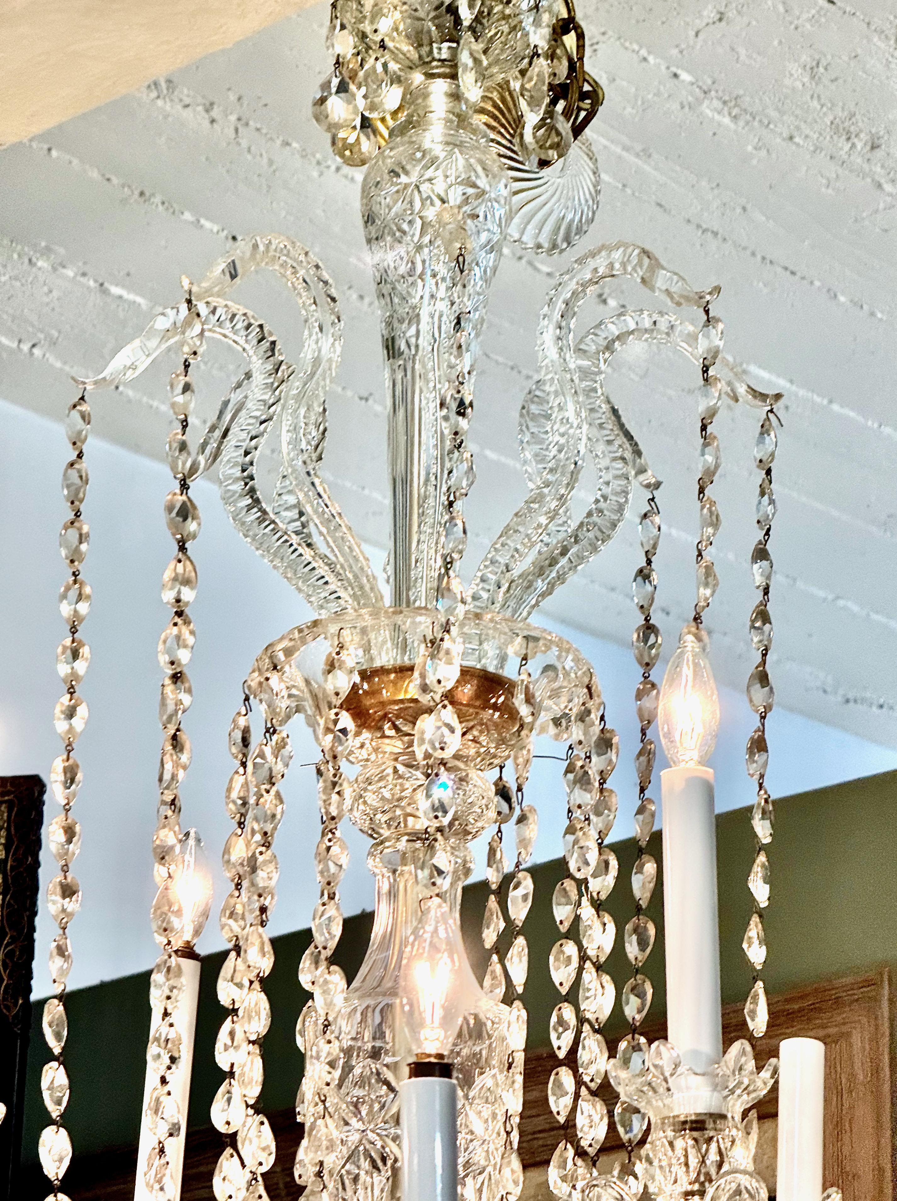 Large Bohemian 12-Light Crystal Chandelier In Good Condition For Sale In Pasadena, CA