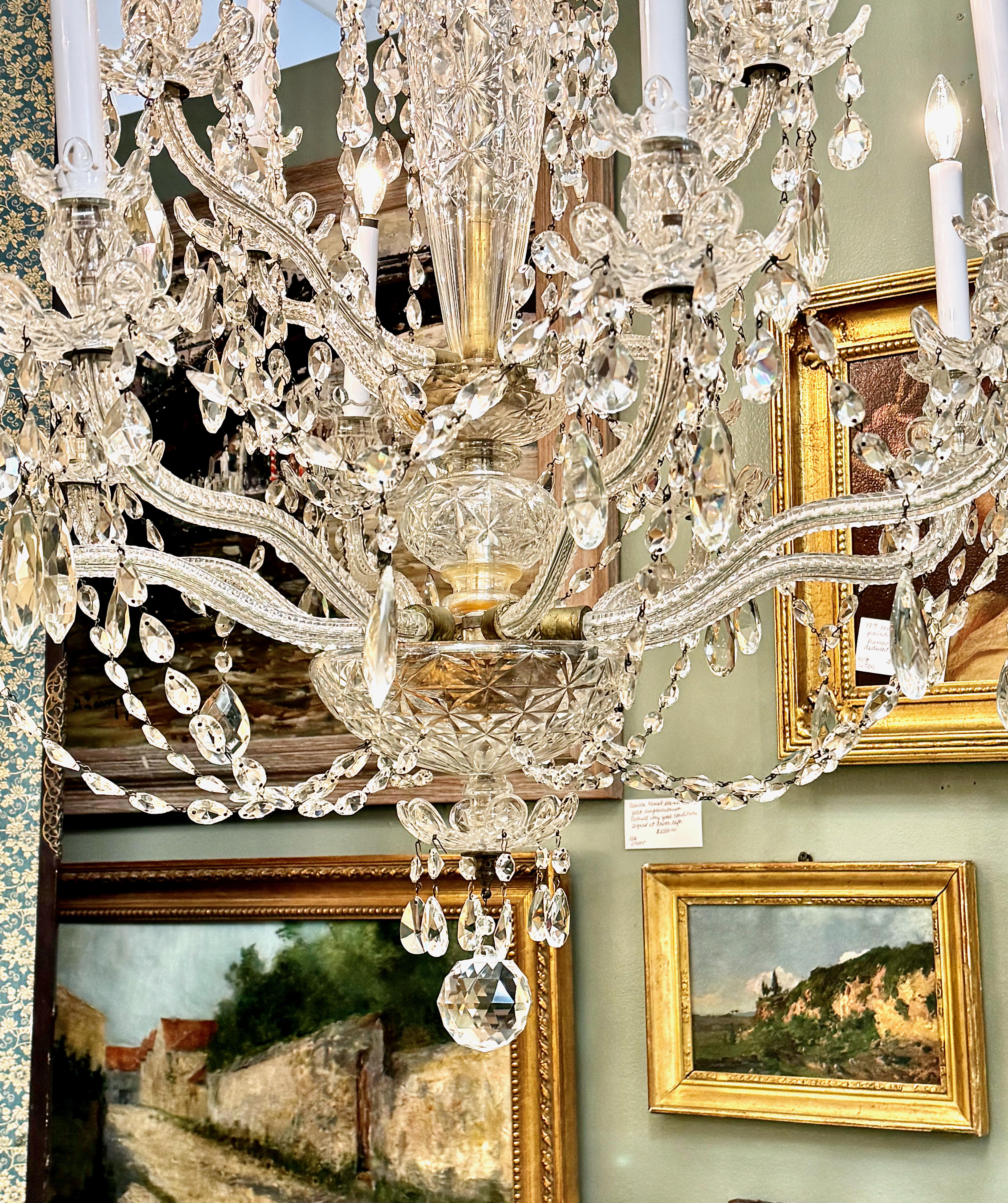 Large Bohemian 12-Light Crystal Chandelier For Sale 1