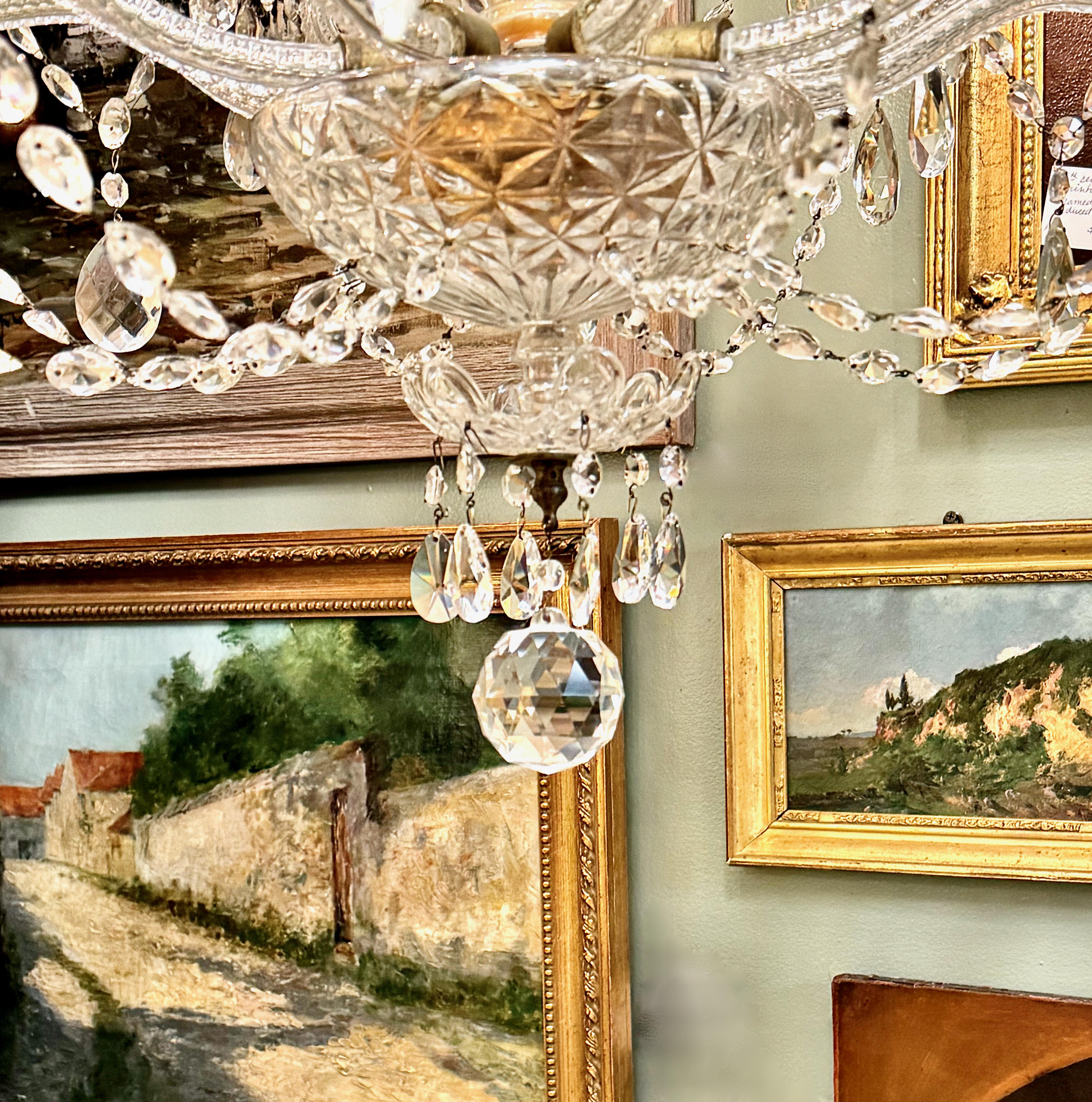 Large Bohemian 12-Light Crystal Chandelier For Sale 2