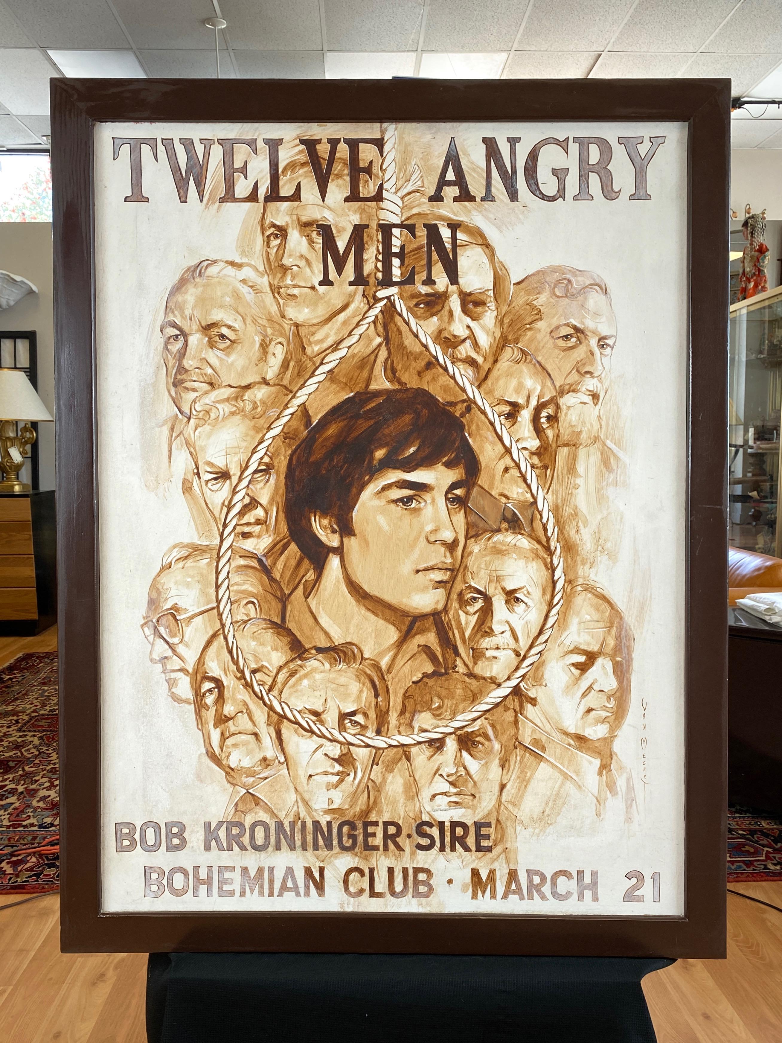 North American Large Bohemian Club “Twelve Angry Men” Promo Painting by Van Megert, c. 1960