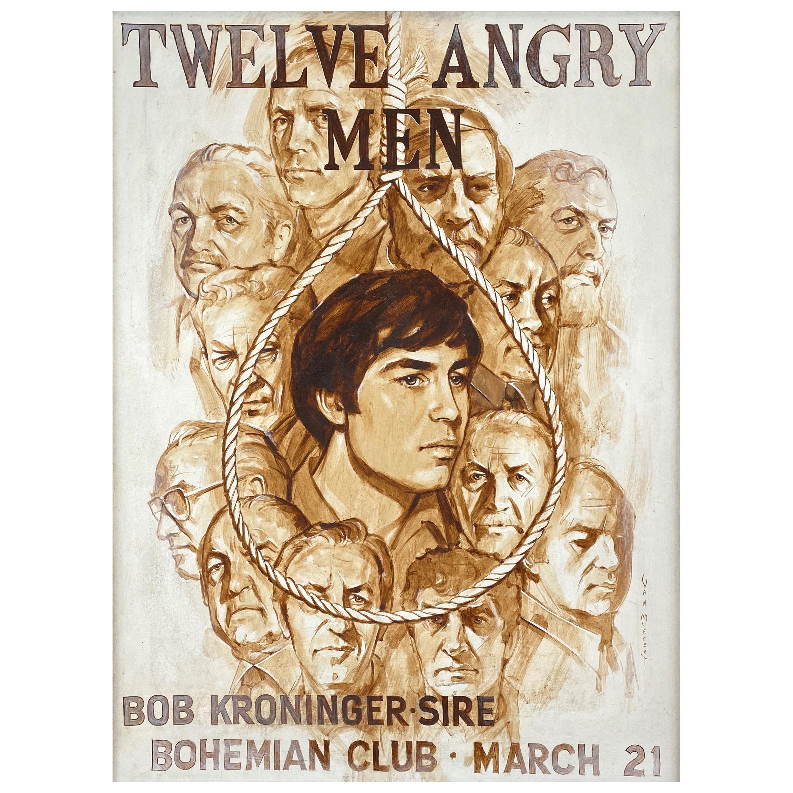 Large Bohemian Club “Twelve Angry Men” Promo Painting by Van Megert, c. 1960