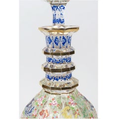 Large Bohemian Enameled Glass Decanter