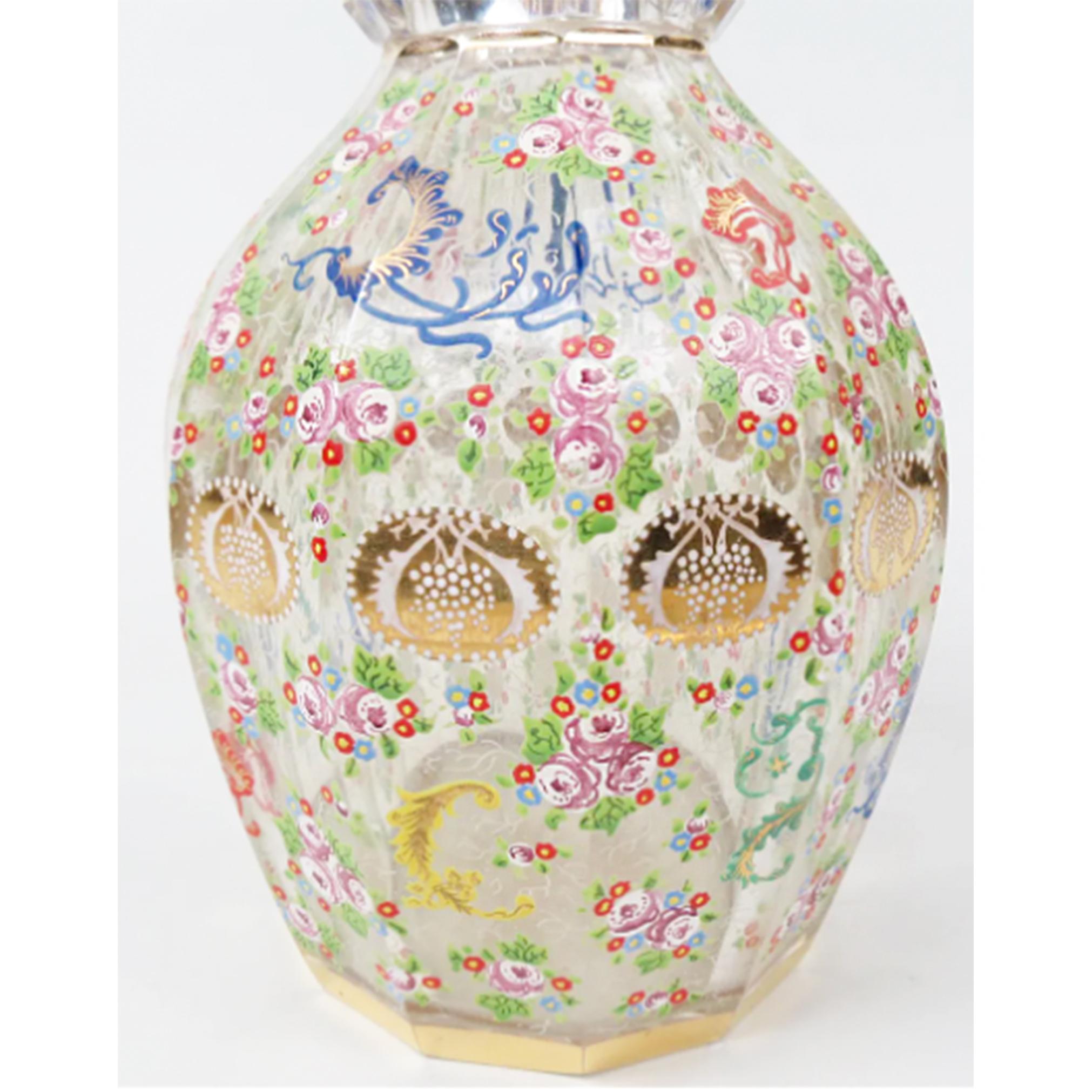 Large Bohemian Enameled Glass Decanter In Good Condition In New York, NY