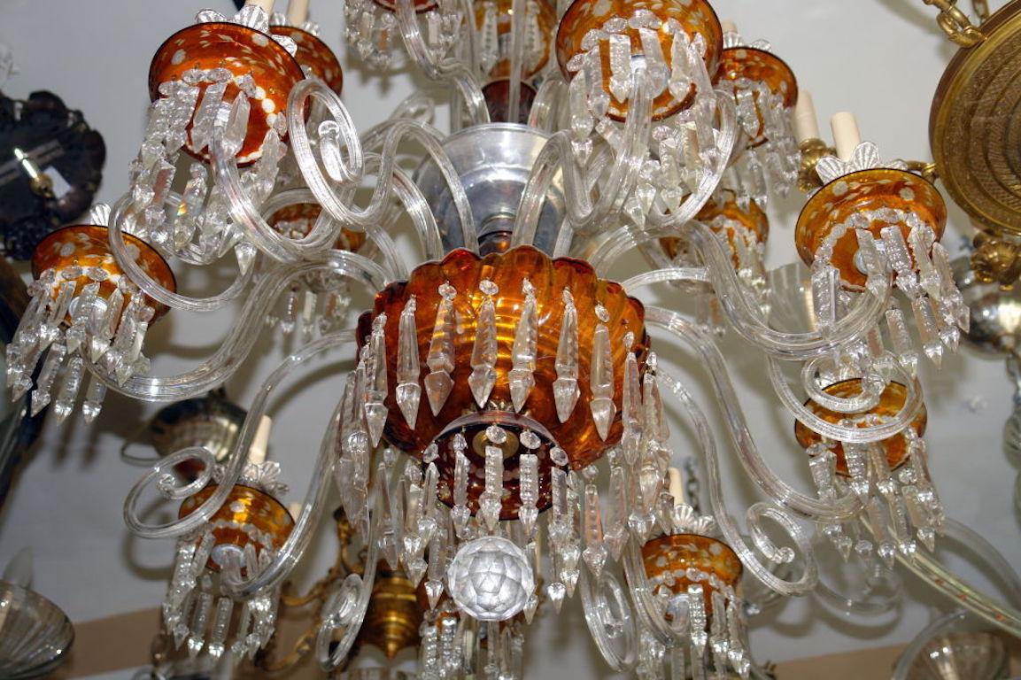 A circa 1920’s Czech glass sixteen-arm chandelier.

Measurements:
Height: 43