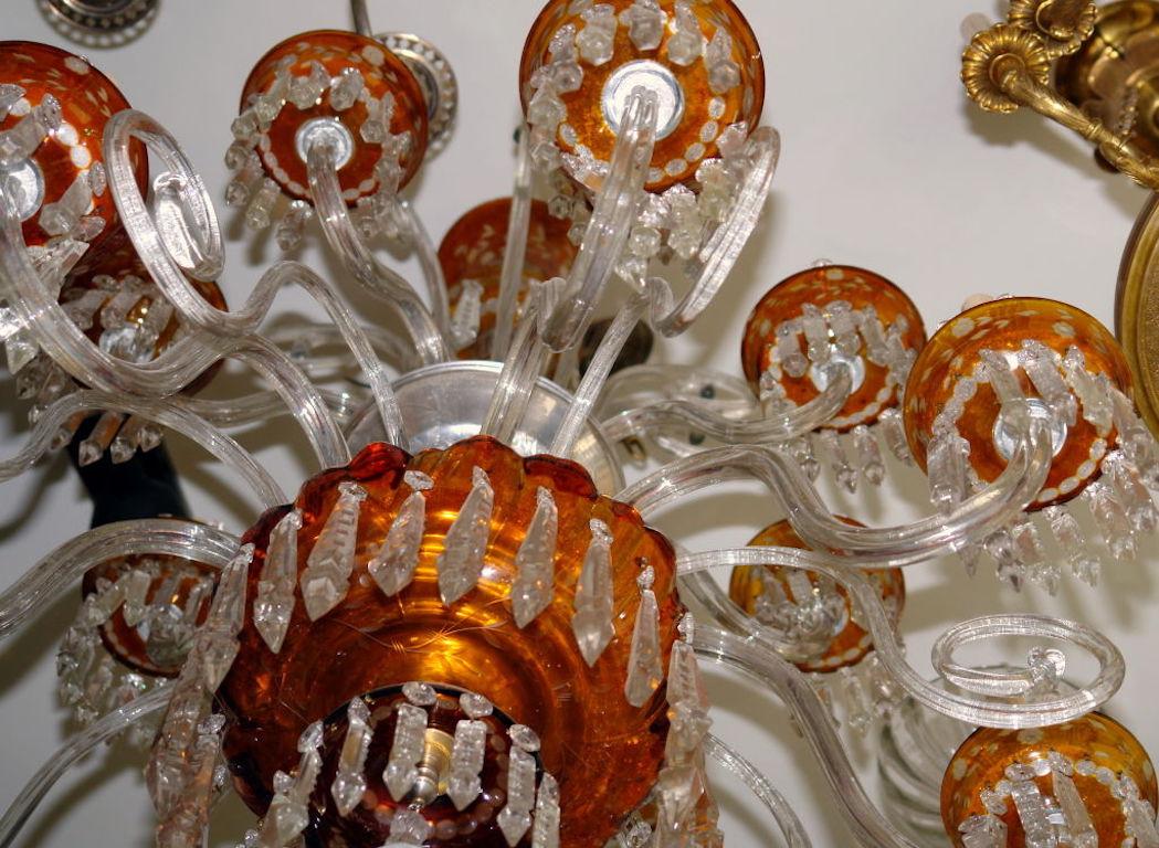 Tchèque Grand lustre en verre de Bohème en vente