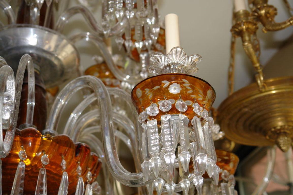 Czech Large Bohemian Glass Chandelier For Sale