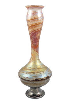 Large Bohemian Glass Vase Loetz PG 387 decoration ca. 1900 Orange Brown Gold