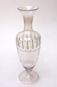 Large Bohemian Harrach Iridised Glatt Iris Pattern Glass Vase, for Lobmeyr 1875