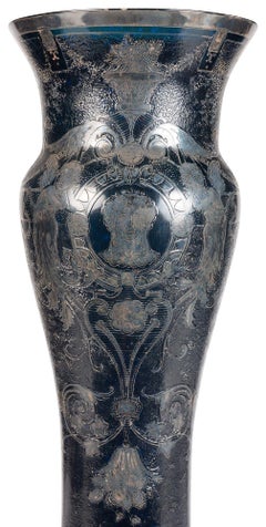 Large Bohemian overlay glass vase.