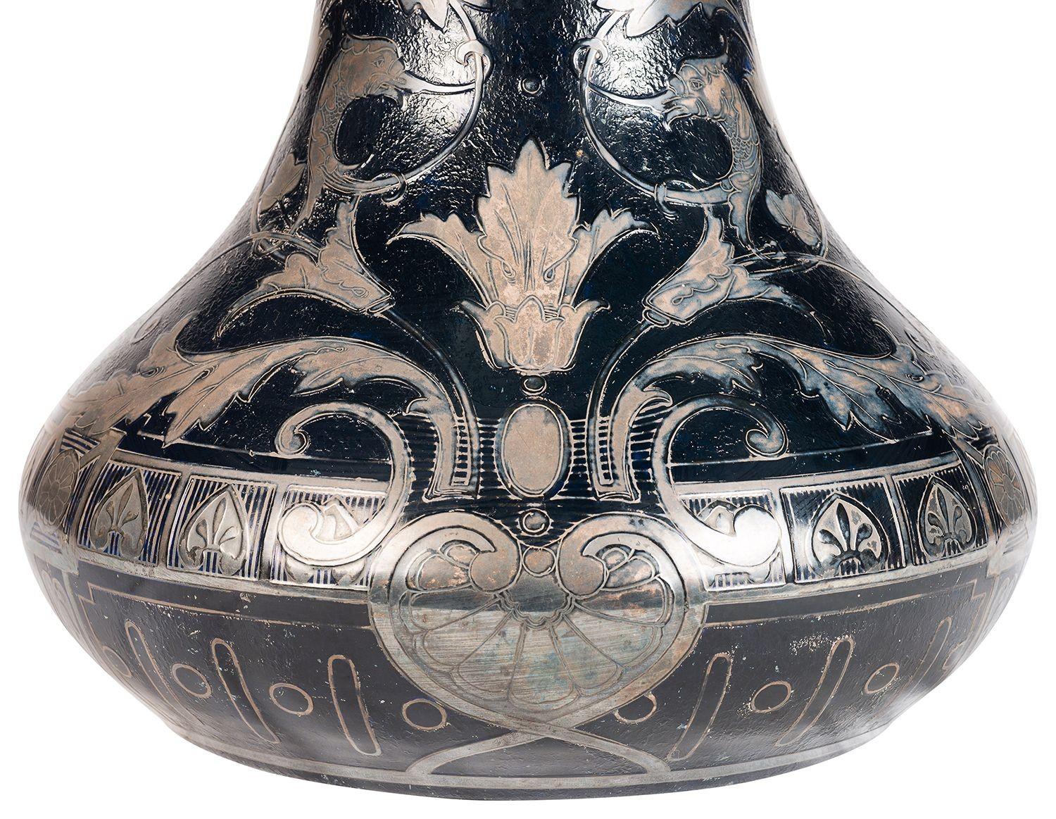 Czech Large Bohemian overlay glass vase. For Sale