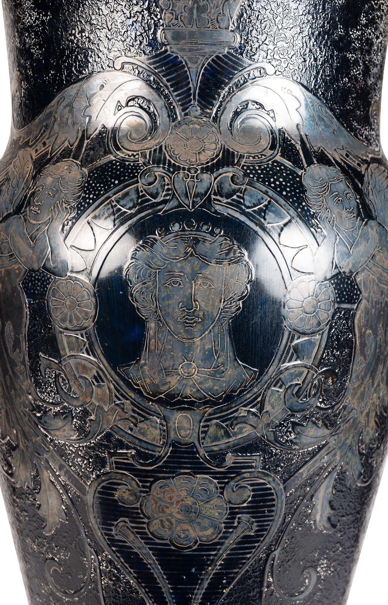 19th Century Large Bohemian overlay glass vase. For Sale