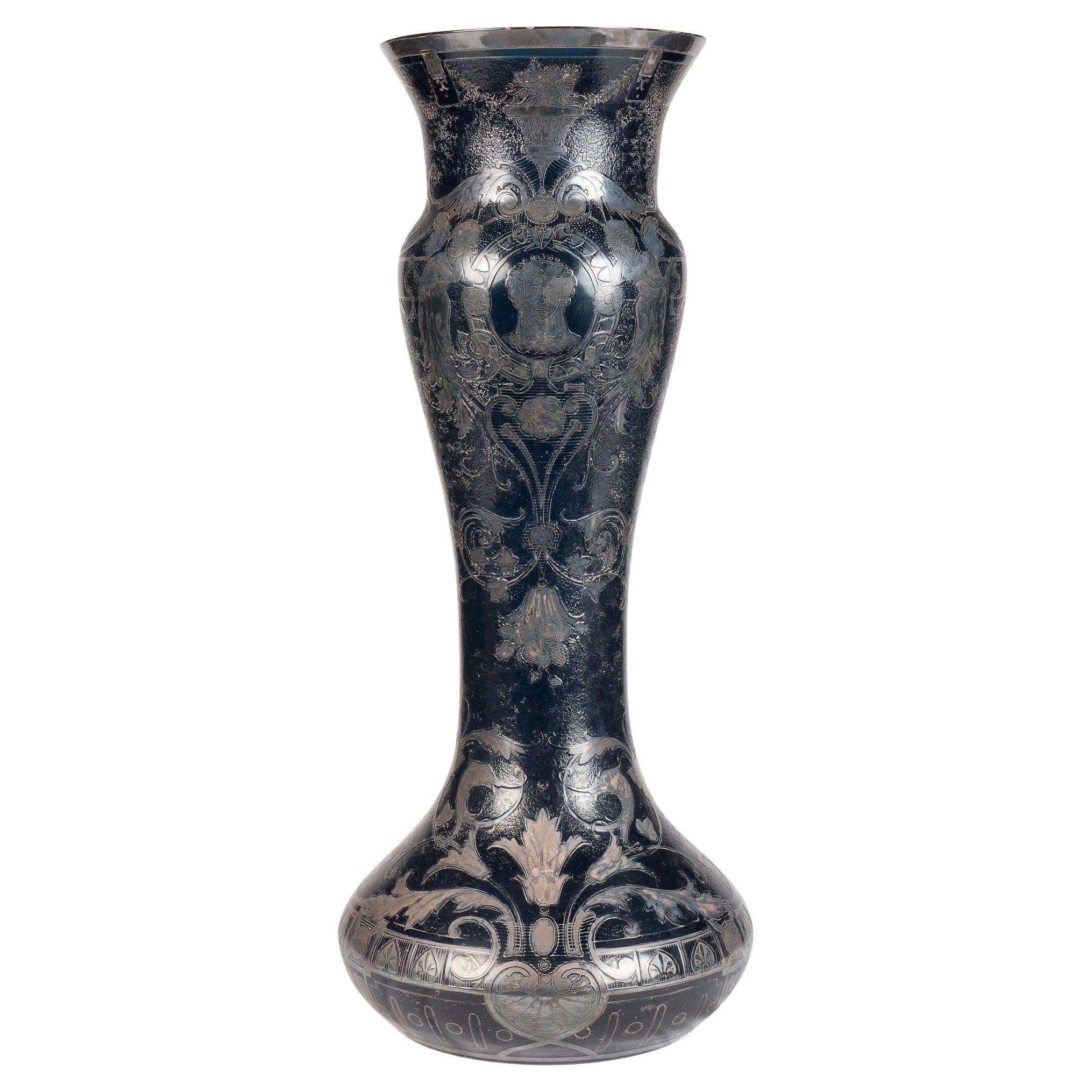 Large Bohemian overlay glass vase.