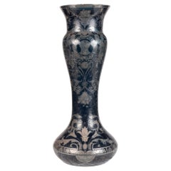 Antique Large Bohemian overlay glass vase.