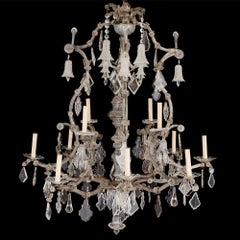 Large Bohemian Rococo Style Clear Cut Glass Chandelier