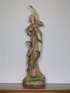 Large Bohemian Royal Dux Art Nouveau Female Allegorical Figure