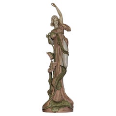 Large Bohemian Royal Dux Art Nouveau Female Allegorical Figure