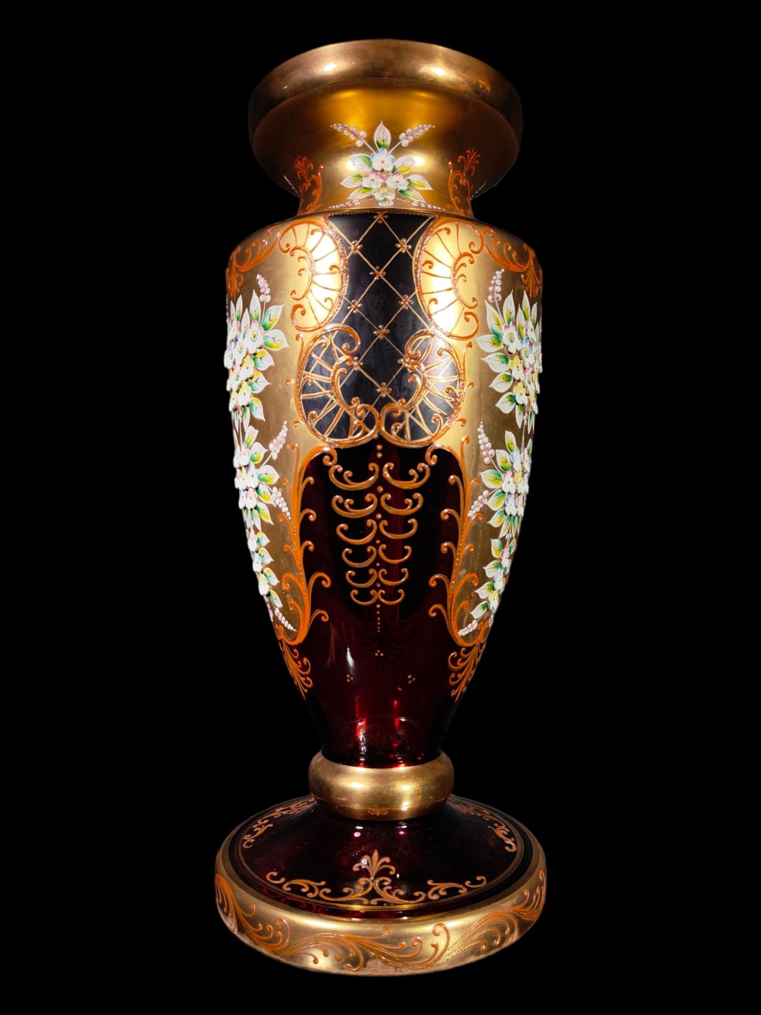 Large Bohemian Vase Years 1950 For Sale 7