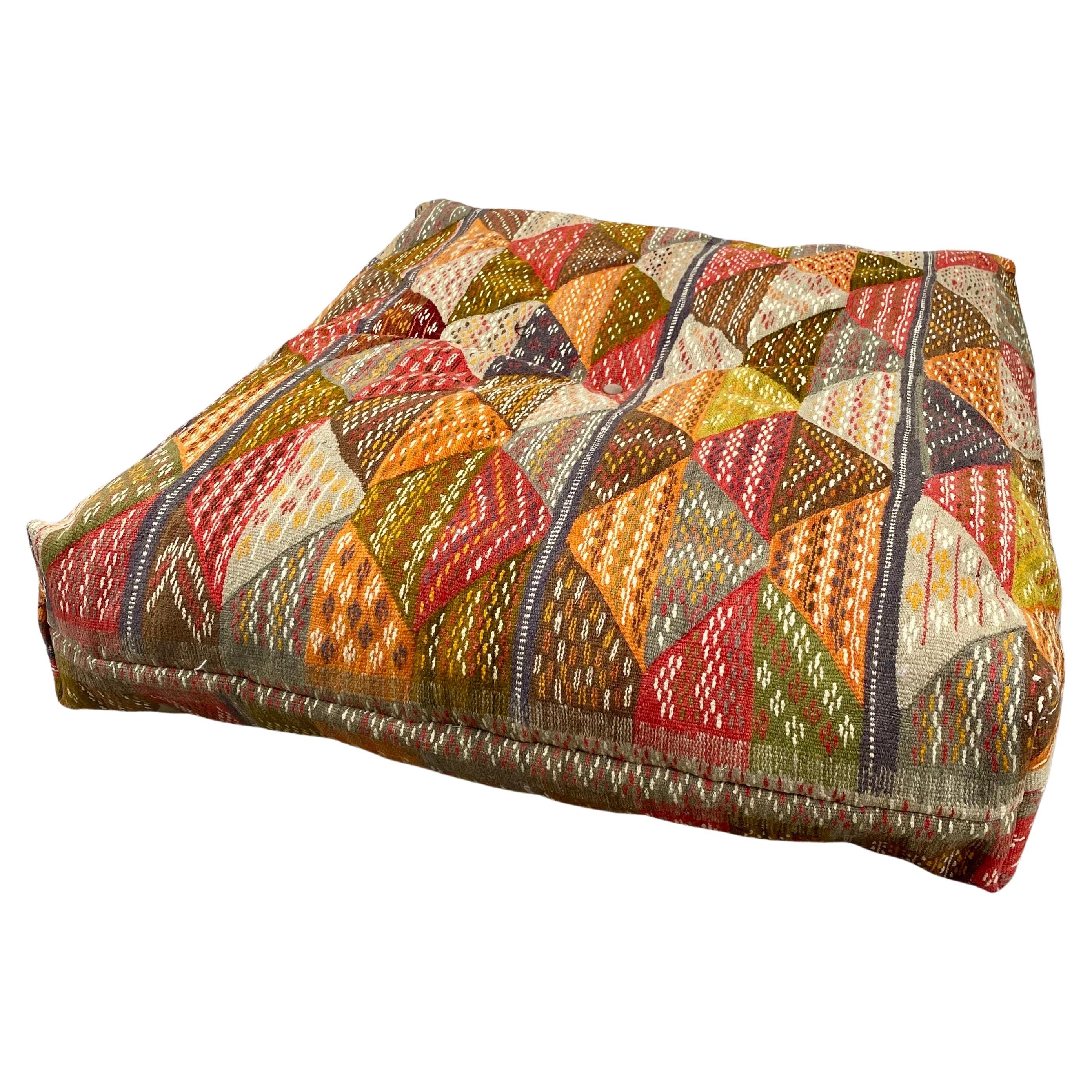 Large Bohemian Vintage Tribal Moroccan Handmade Floor Cushions, Poof  or Pillow  For Sale