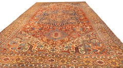 Large Bold Central Medallion Heriz Rug
