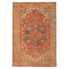 Large Bold Central Medallion Heriz Rug