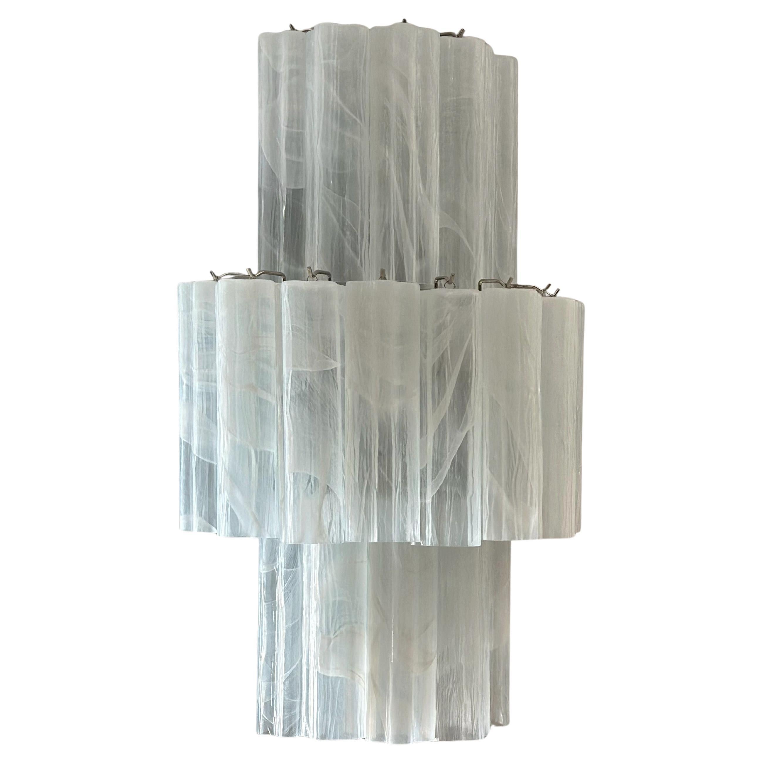 Large Bold Murano Glass Wall Sconces in Swirled White Marble