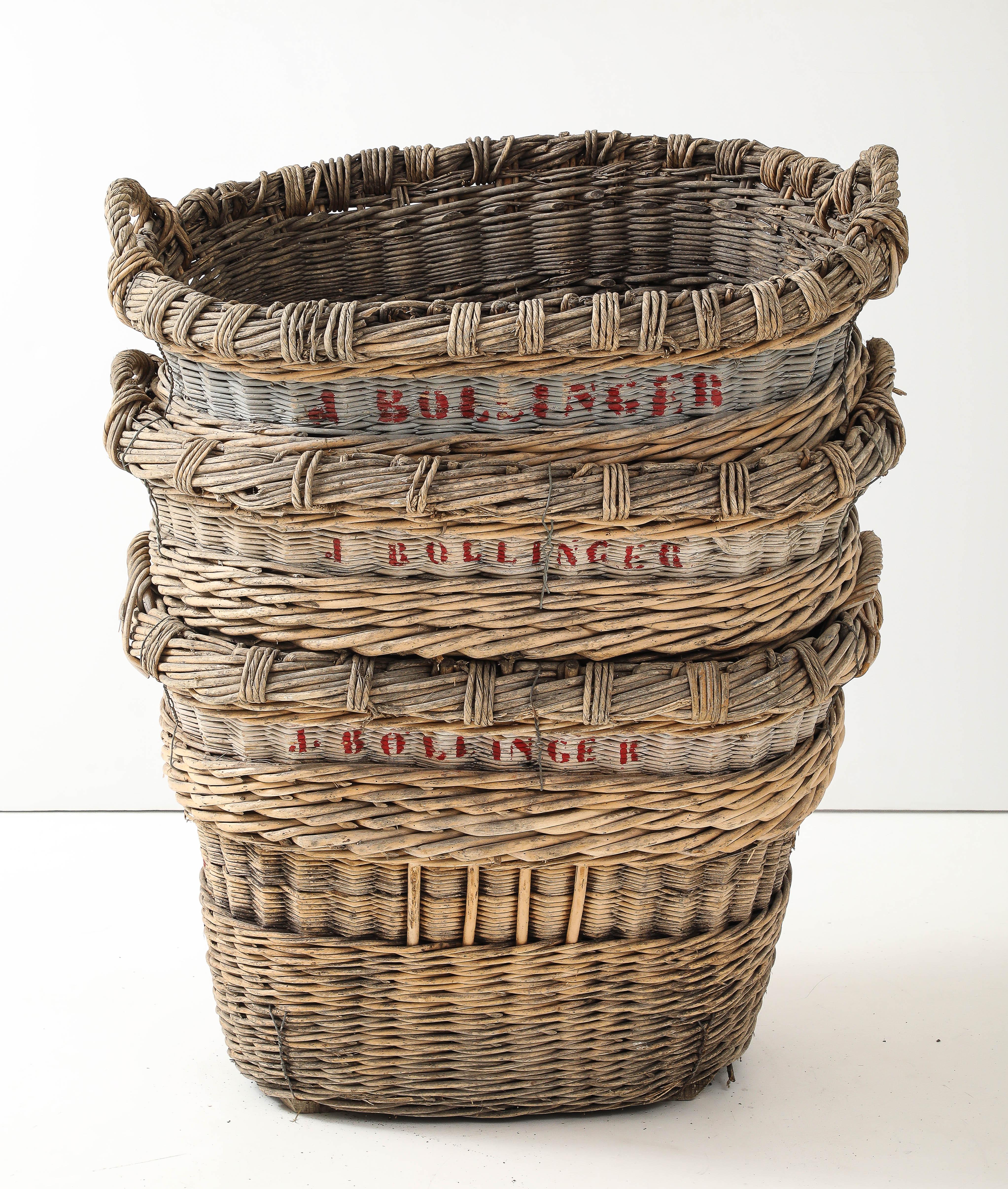 Grande corbeille à vendange de champagne Bollinger, Reims, France, c.C. 1920-30 en vente 4
