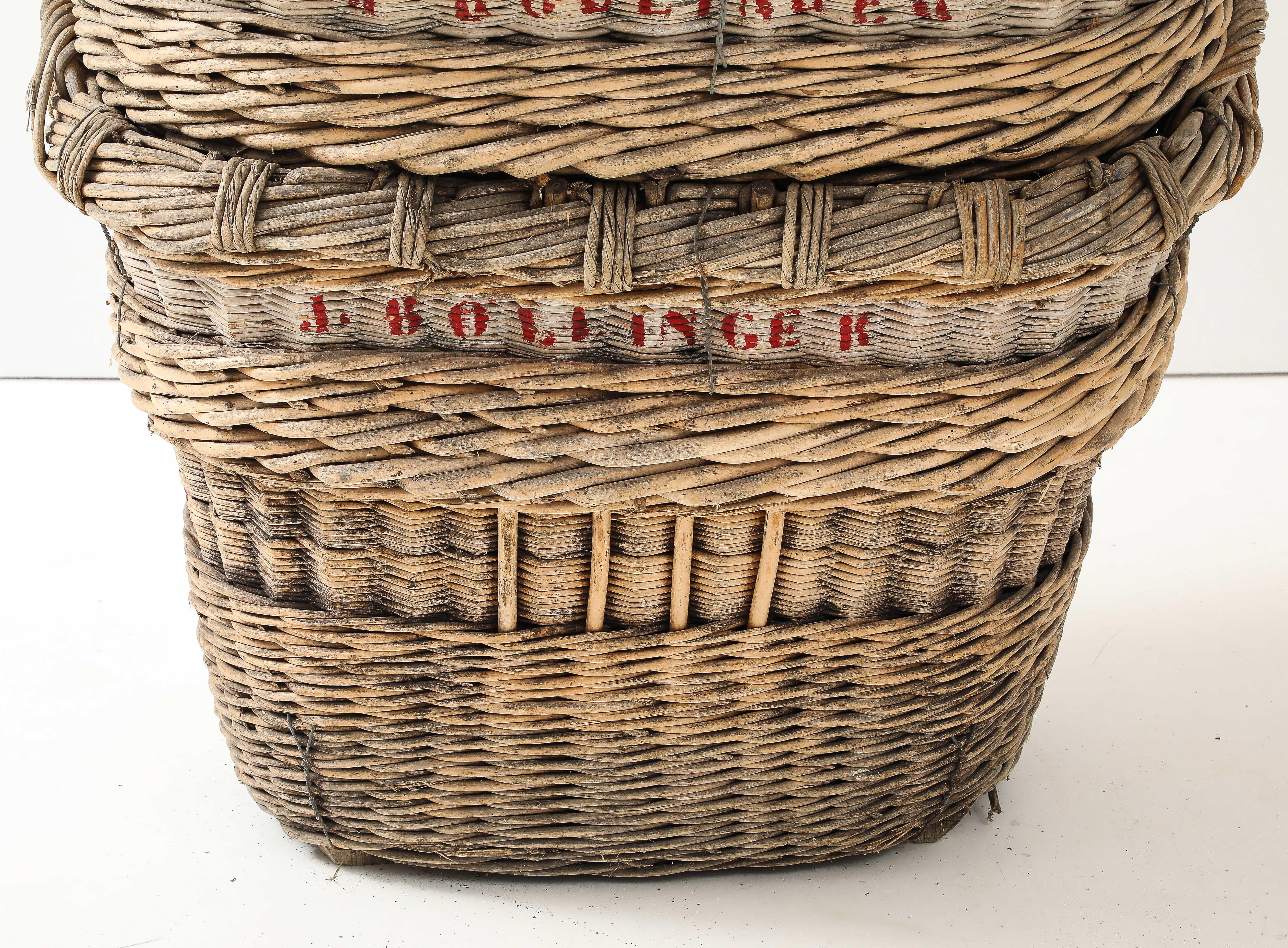 Grande corbeille à vendange de champagne Bollinger, Reims, France, c.C. 1920-30 en vente 6