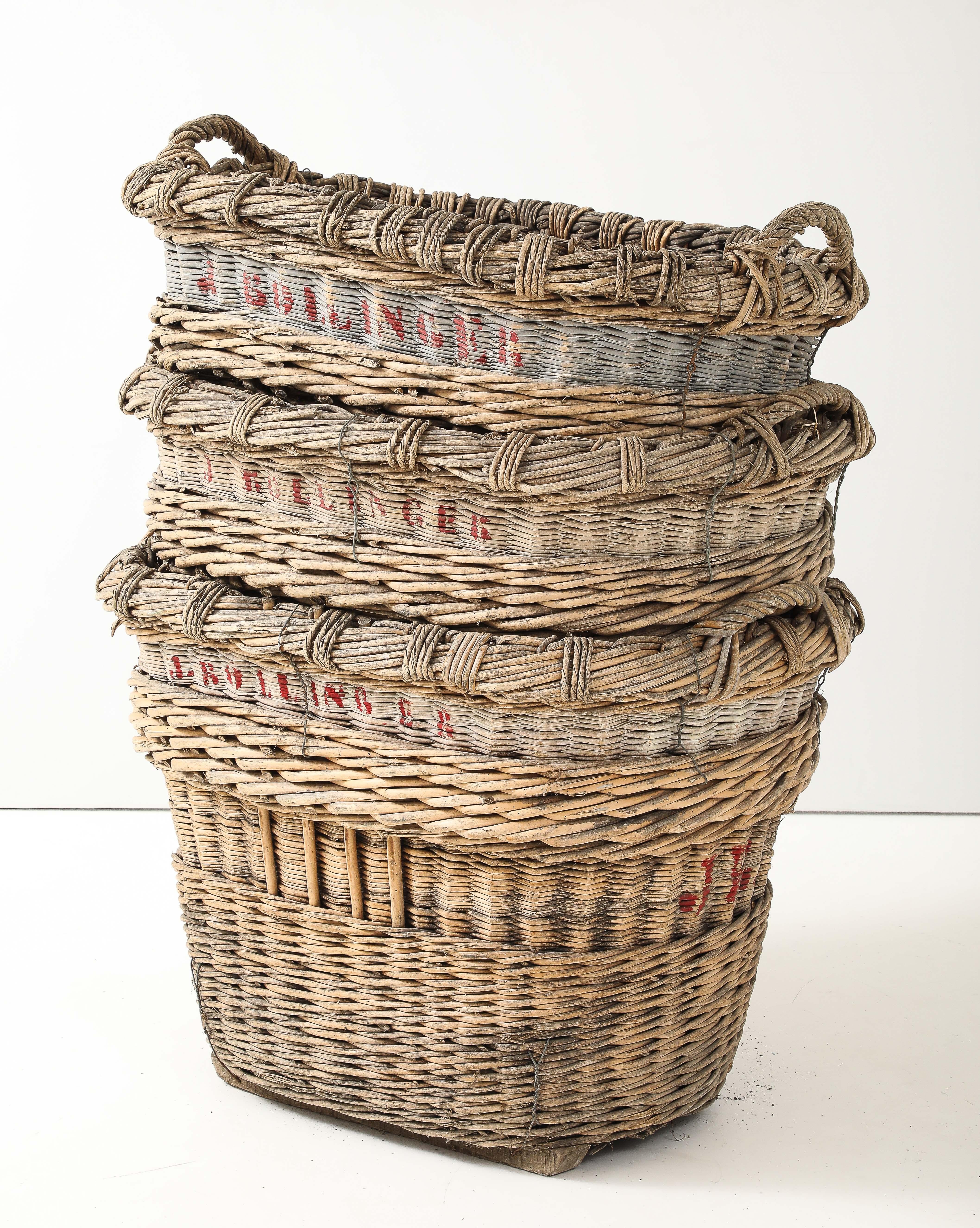 Début du 20ème siècle Grande corbeille à vendange de champagne Bollinger, Reims, France, c.C. 1920-30 en vente