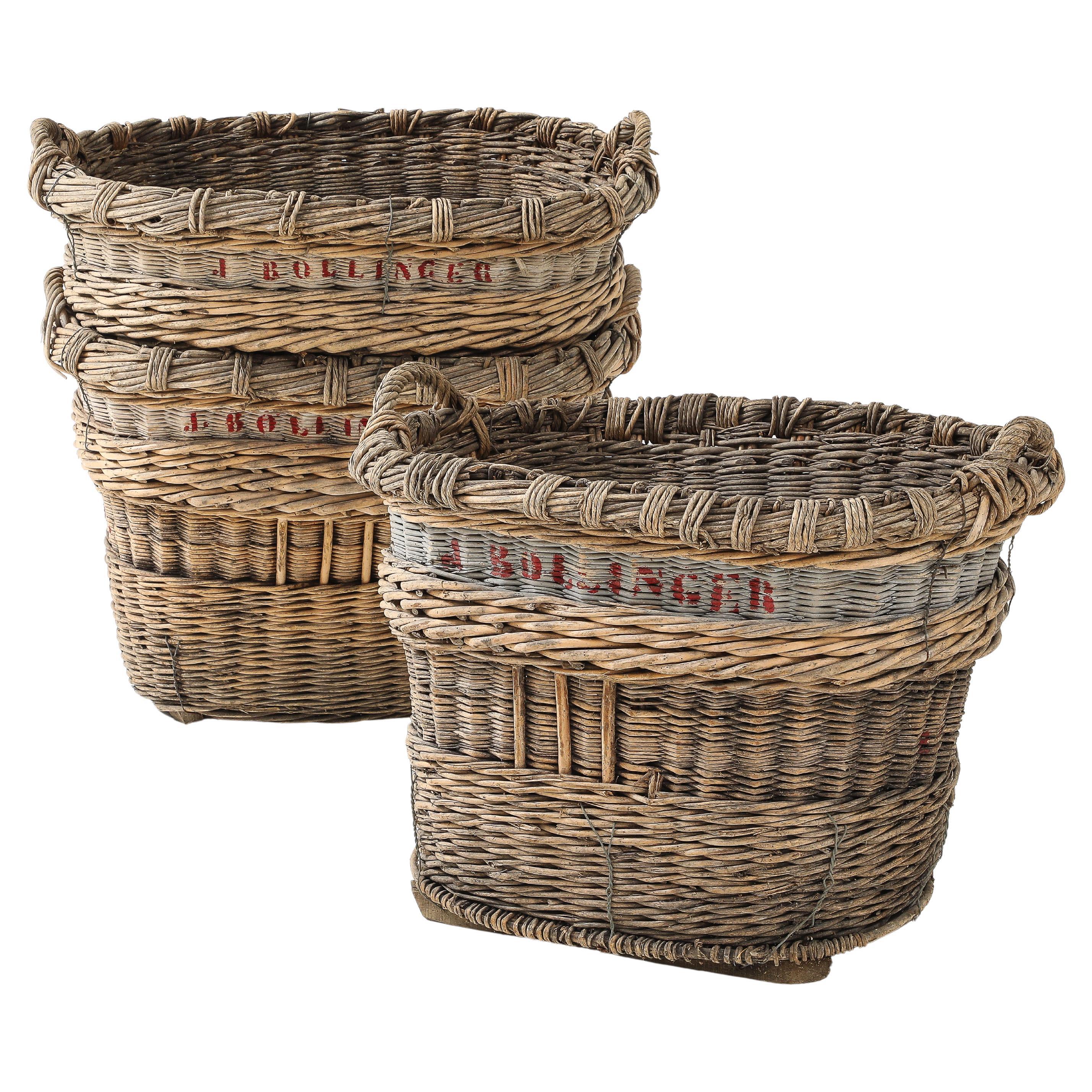 Grande corbeille à vendange de champagne Bollinger, Reims, France, c.C. 1920-30 en vente