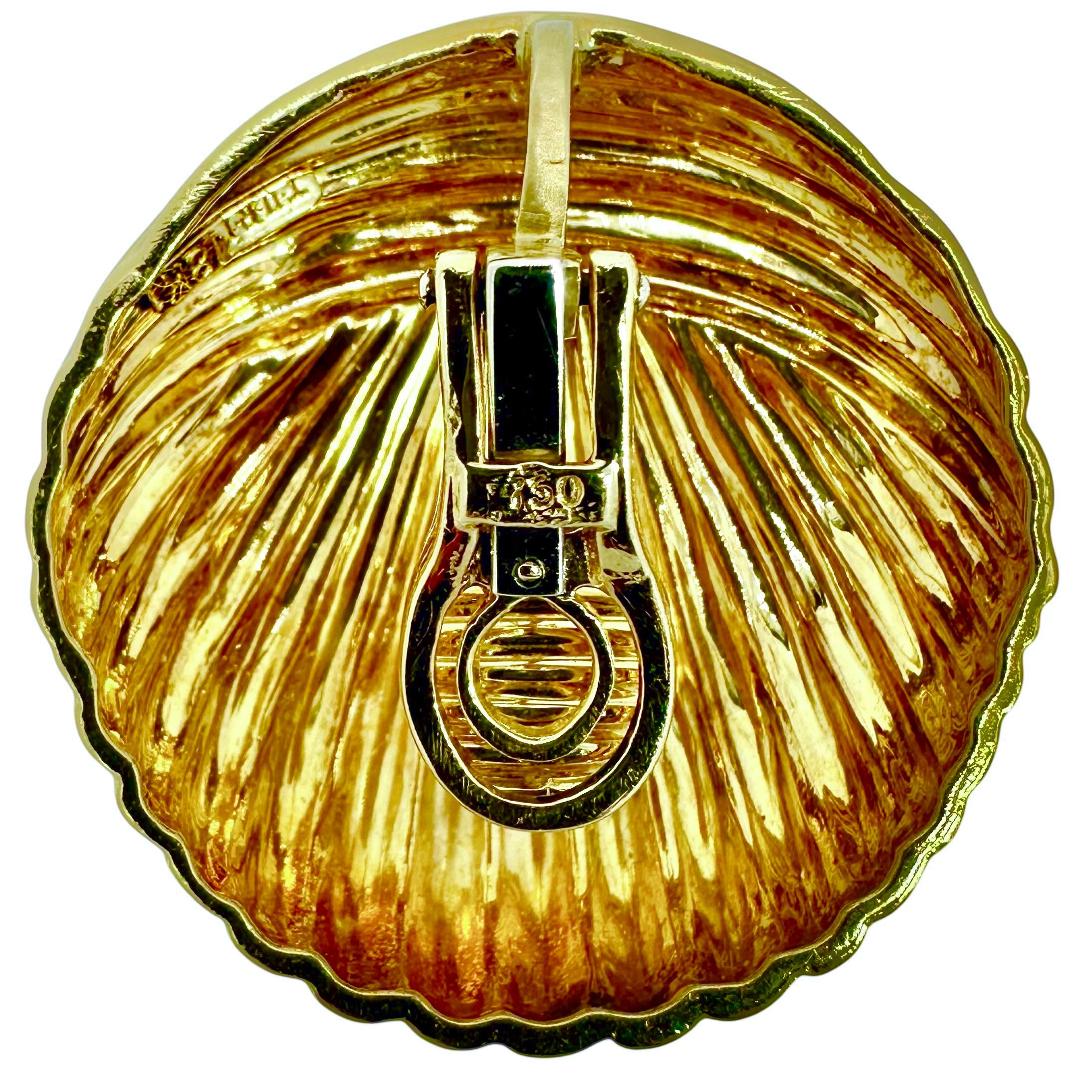 Large Bombe Fluted 18K Yellow Gold Earrings by Charles Turi 1.25 Inch Diameter For Sale 2