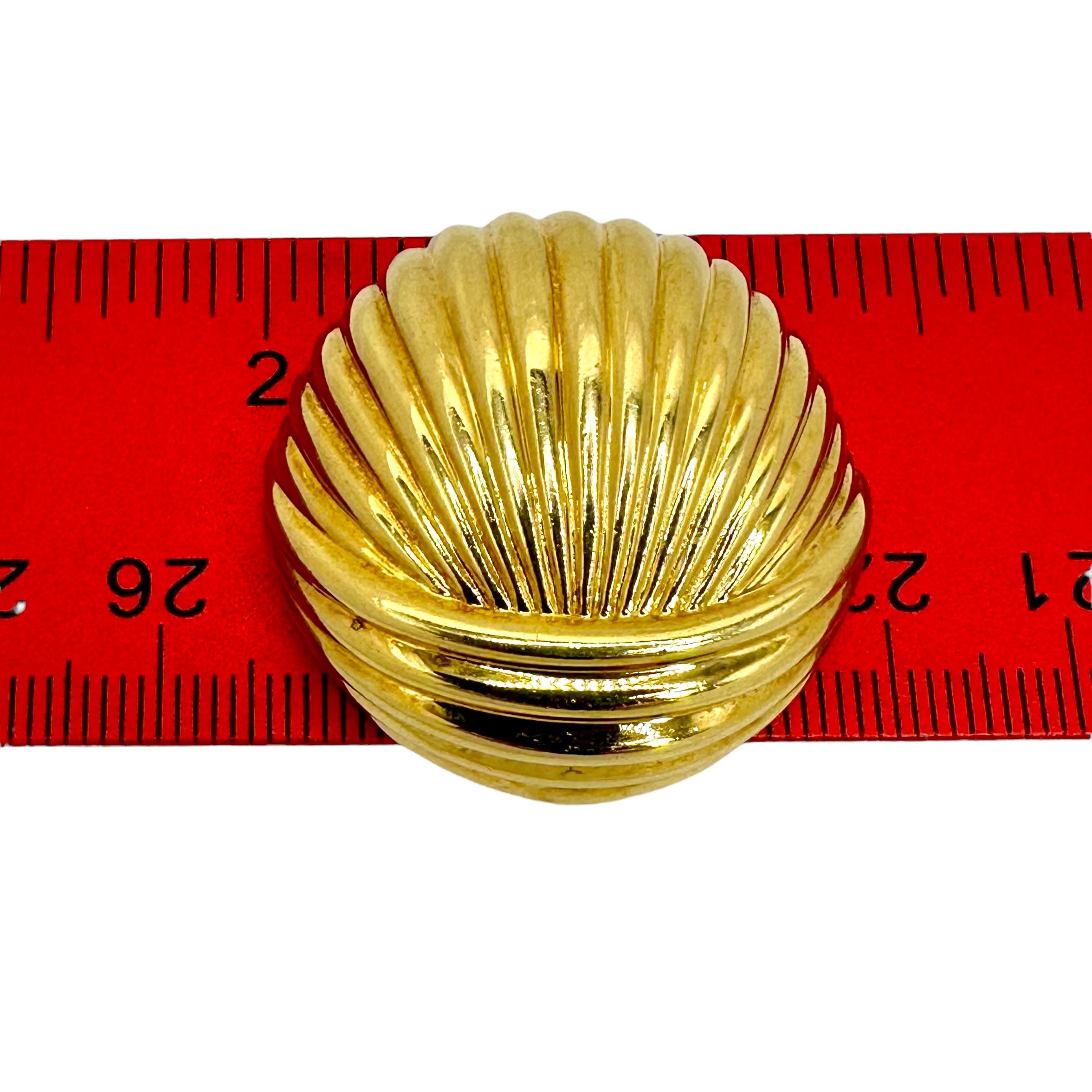 Large Bombe Fluted 18K Yellow Gold Earrings by Charles Turi 1.25 Inch Diameter For Sale 4