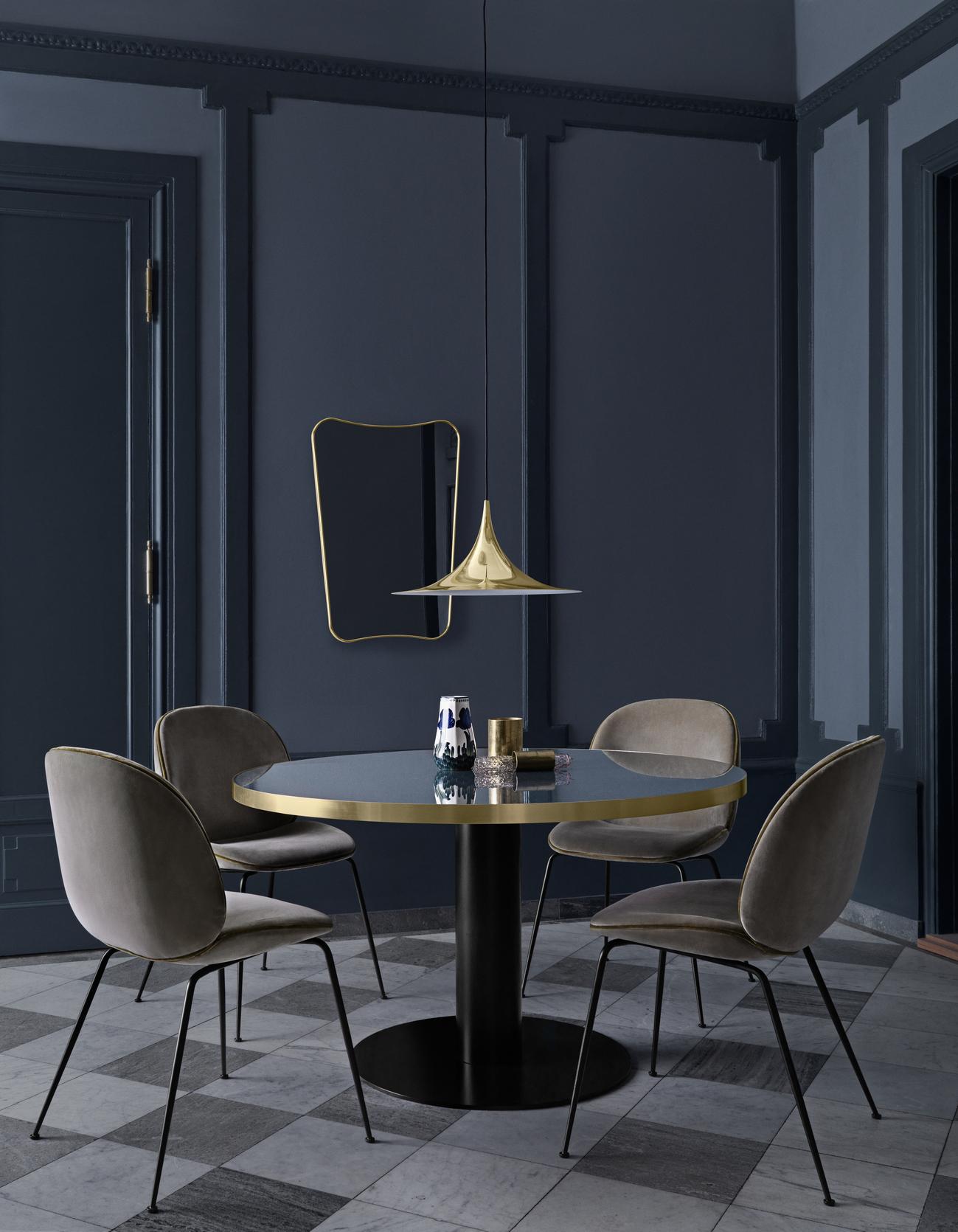 Large Bonderup and Thorup brass 'Semi' pendant. Designed in 1968 by Claus Bonderup and Torsten Thorup, this is an authorized re-edition by GUBI of Denmark who meticulously reproduces their work with scrupulous attention to detail and materials that