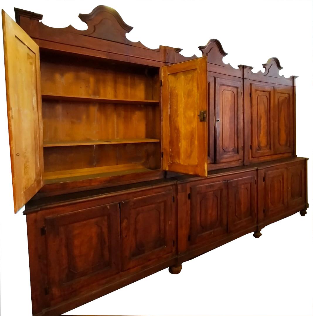 Large Bookcase, 12 Door Archive, Italy Mid-19th Century In Fair Condition For Sale In Cesena, FC