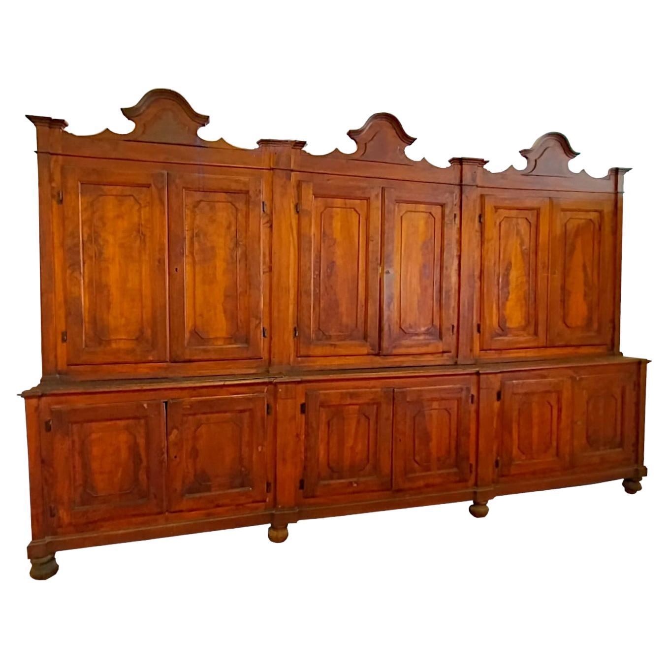 Large Bookcase, 12 Door Archive, Italy Mid-19th Century For Sale