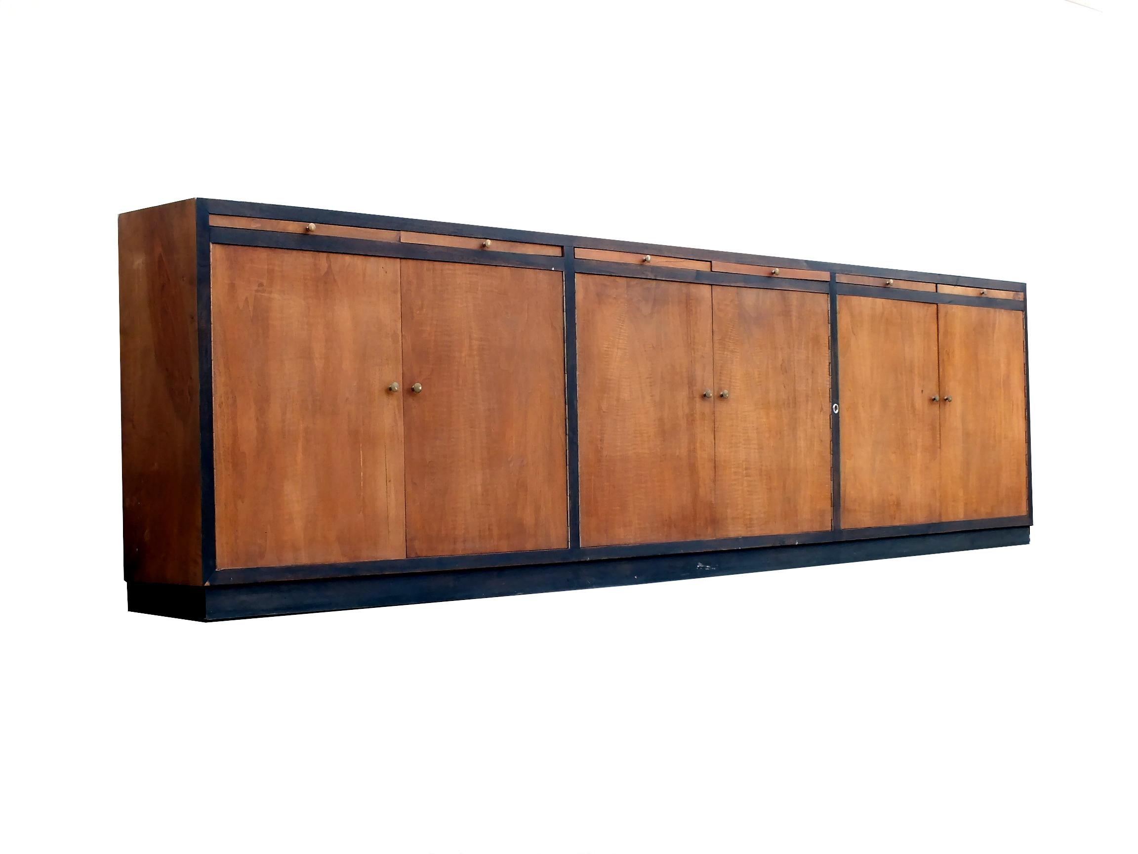 Libreria grande decò design italiano razionale autarchia anni '30 in cristallo noce in vendita 13
